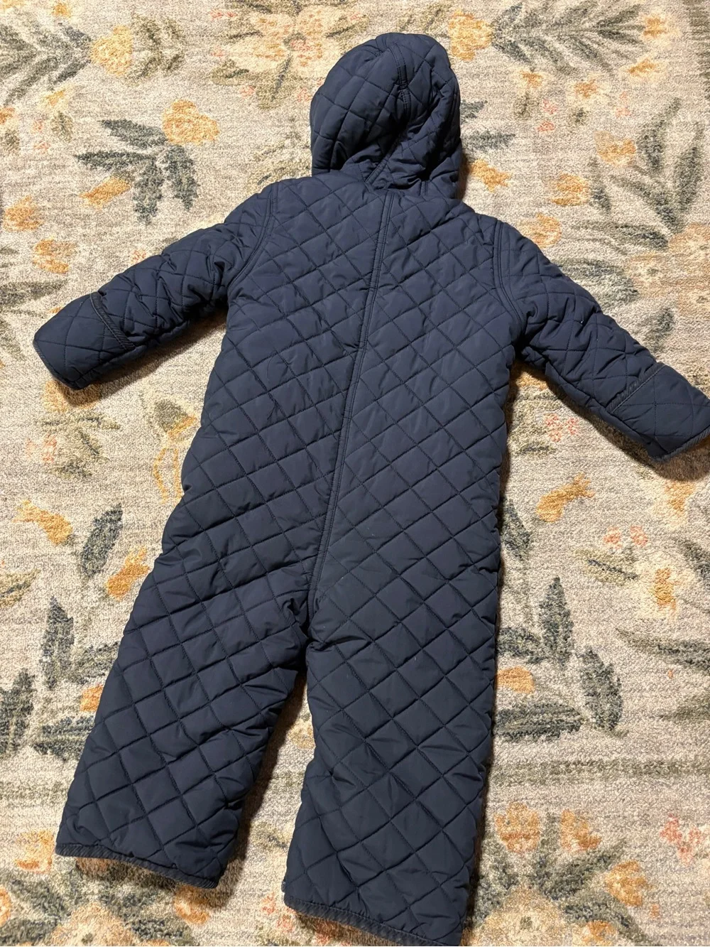 Ralph Lauren Kids Navy‎ Blue Quilted Hooded Bunting Snowsuit Fleece Lined 24M